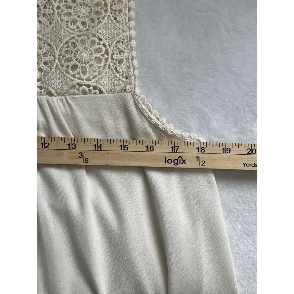 Hint of Mint Women's Crinkle Gauze Crotchet Mock Neck Sleepless Dress Size L - Picture 7 of 7